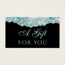 Faux iridescent teal glitter-sekvinkort visitkort