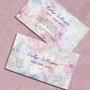 Faux iridescent vattencolor glitter affärskort visitkort
