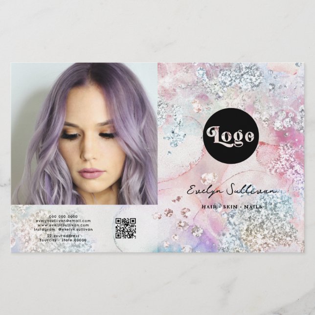 Faux iridescent vattencolor glitter bifold brochyr (Framsida)