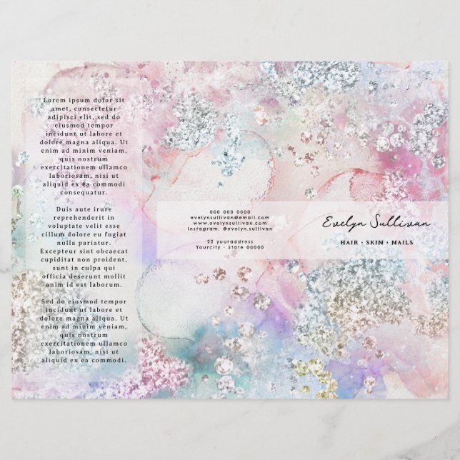 Faux iridescent vattencolor glitter brochure (Framsida)