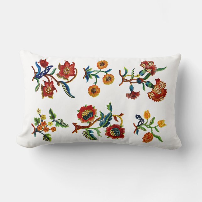 Faux Jacobean Embroidery Pillow Lumbarkudde (Framsida)
