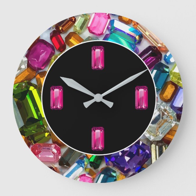 Faux judar Glitzy Bling Wall Clocks Stor Klocka (Framsida)