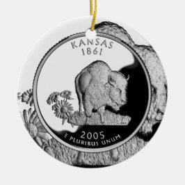 Faux Kansas-statskvartal Julgransprydnad Keramik