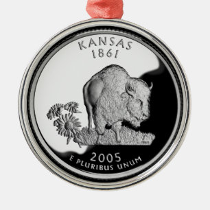 Faux Kansas-statskvartal Julgransprydnad Metall