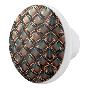 Faux kopparpatina teal mönster unika artsy knopp
