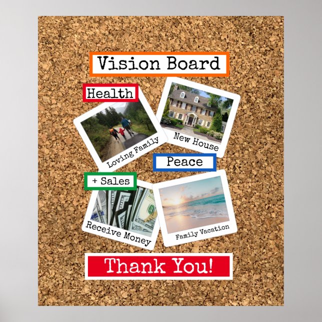 Faux Kork Anpassningsbar Photo Collage Vision Boar Poster (Framsidan)