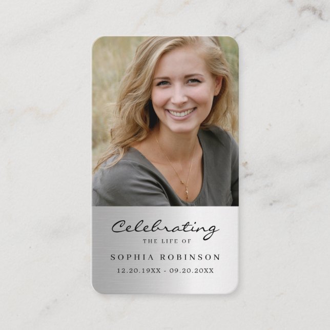 Faux-kort för fotopass - enkel bön för Faux Silver Visitkort (Framsida)