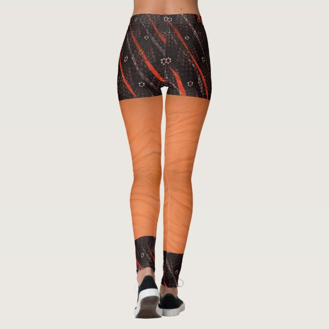 Faux Kort Textile Mönster Leggings (Baksida)