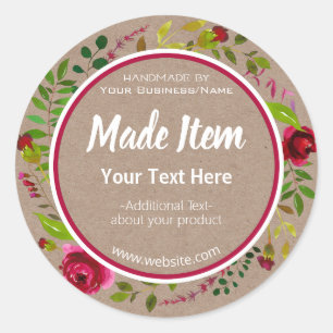 Faux Kraft Anpassade DIY Handmade Home Business Runt Klistermärke
