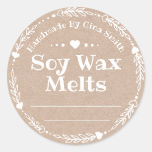 Faux Kraft for Handmade Soy Vax Melt Runt Klistermärke