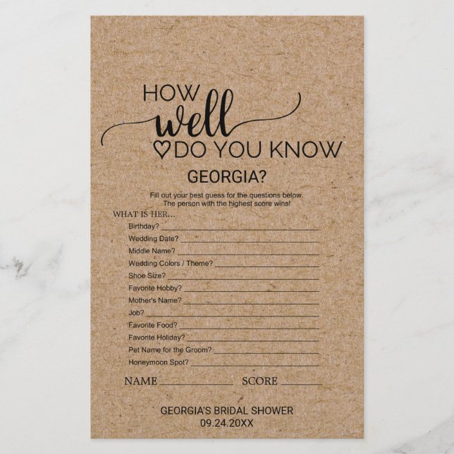 Faux Kraft känner du till Bride Game (Framsida)