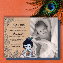Faux Kraft Namkaran Baby Naming Ceremony Inbjudningar
