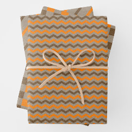 Faux Kraft Paper w/ Dark Brown & Orange Patterns