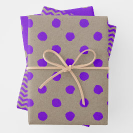 Faux Kraft Paper w/ Purple Multi-Patterns