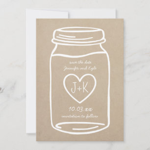 Faux Kraft Papper Rustic mason burk sparar datumet Spara Datumet
