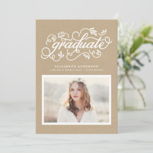 Faux Kraft Papper Rustic Script Photo Studenten Inbjudningar