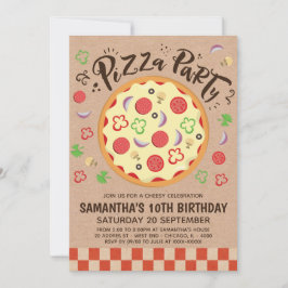 Faux Kraft Pizza Party Birthday Investigation Inbjudningar