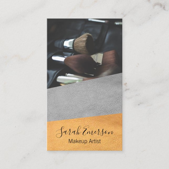 Faux-läderutskrift | Block Mode Färg Visitkort (Framsida)