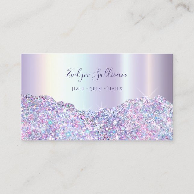 Faux lavender glitter foil affärskort visitkort (Framsida)