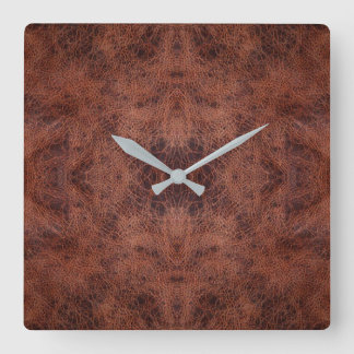 Faux Leather #1 Fyrkantig Klocka