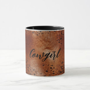 Faux Leather Brown Leopard Spots Mugg