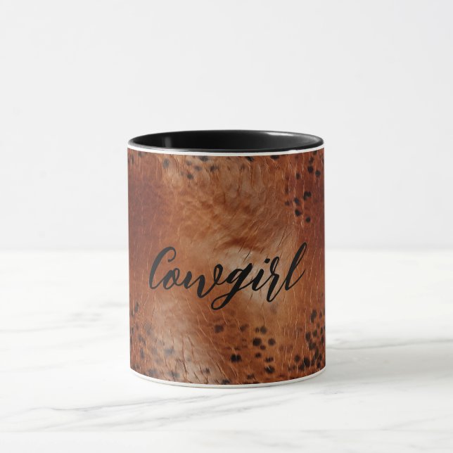 Faux Leather Brown Leopard Spots Mugg (Center)