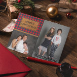 Faux Leather Buffalo Play jul Photo Collage Julkort<br><div class="desc">Skicka en unik platinerad helgdag med dina favoritfoton från familjen till din familj och dina vänner. Vänd över kortet för att visa ett fingerat läder struktur på baksidan av kortet.</div>