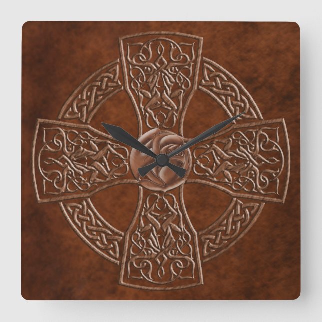 Faux Leather Celtic Irish Clock Fyrkantig Klocka (Framsida)
