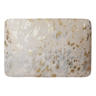 Faux Leather Guld Cowhide Print Metallic Badrumsmatta