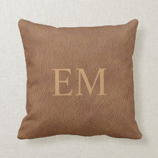 Faux Leather Monogram Kudde