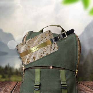 Faux Leather Mönster Acid Tvättar Guld metallisk e Bagagebricka