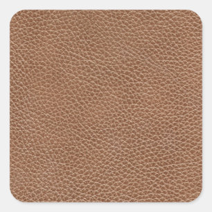 Faux Leather Natural Brown Fyrkantigt Klistermärke