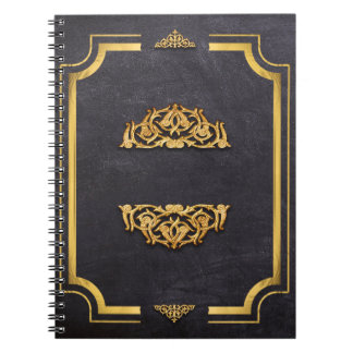 Faux Leather och Gilded Guld Scrollwork Anteckningsbok