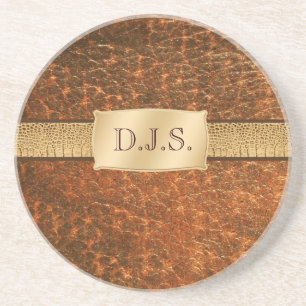 Faux Leather och Snakeskin Sandstone Underlägg Sandsten