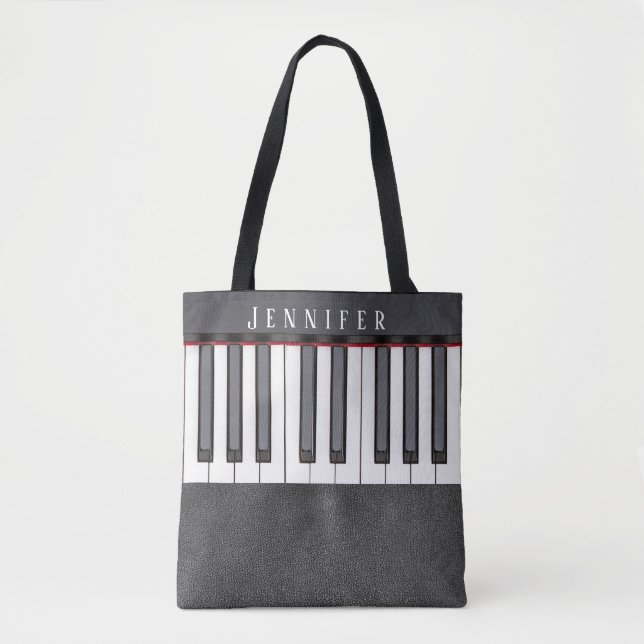 Faux Leather Piano Music Tote bags Tygkasse (Framsida)