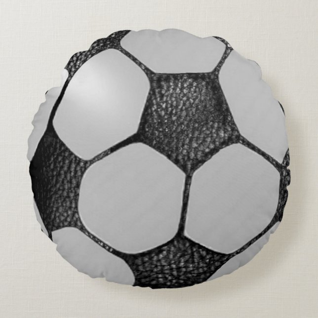 Faux Leather Soccer Ball Design Rund Kudde (Framsidan)