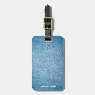 Faux Leather Struktur personlig blue design Bagagebricka