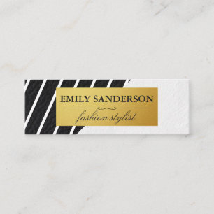 Faux Leather White Rand Guld Metallic Label Mini Visitkort
