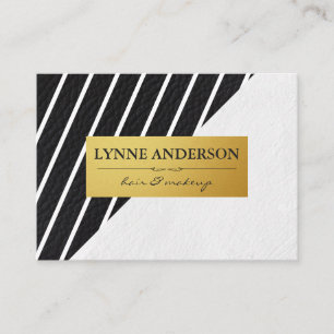 Faux Leather White Rand Guld Metallic Label Visitkort
