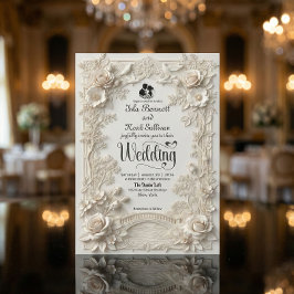 Faux Letterpress Effect Ornate Floral Wedding  Inbjudningar