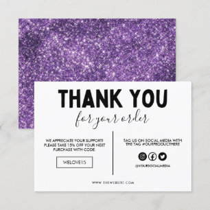 Faux Lila & Black Glitter Tack för att du infogar