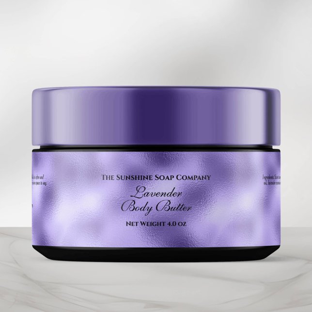 Faux Lila Foil Stil Cosmetics Burk etikett (Skapare uppladdad)