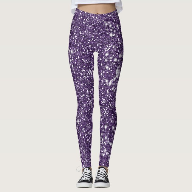 Faux Lila Glitter Struktur Leggings (Framsida)