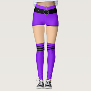 Faux Lila Kort och Rand Socks Funny Leggings