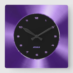 Faux Lila Metalldesign Stainless Steel-utseende Fyrkantig Klocka