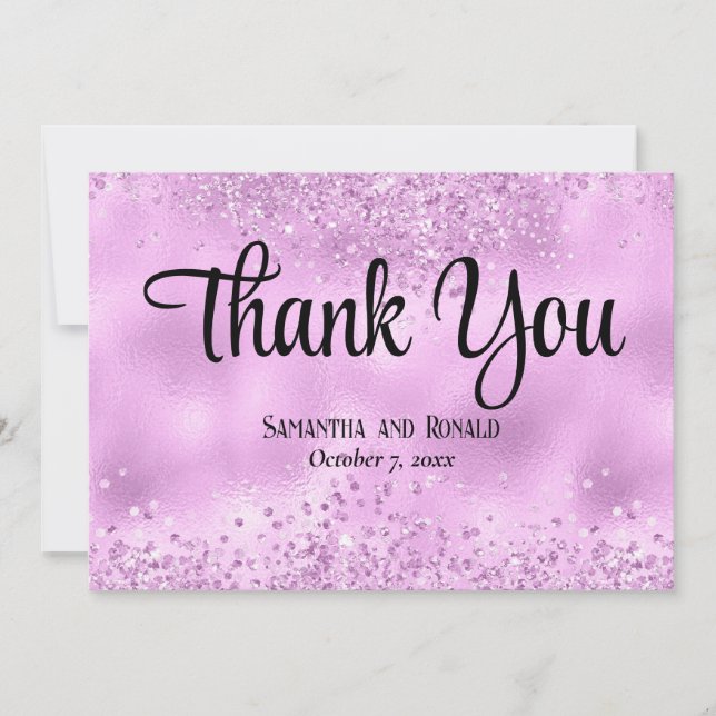 Faux Lilac Glitter och Foil Bröllop - tackkort Tack Kort (Framsida)