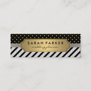 Faux Linen Black Rand Polka dots Mini Visitkort