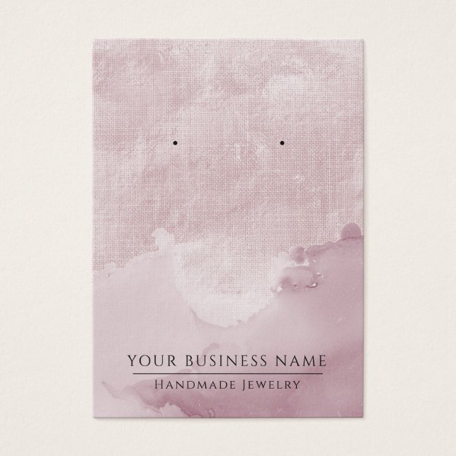 Faux Linen Bläck Watercolor Earring Visning Cards Visitkort (Framsidan)