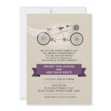 Faux Linen Plum Tandem Bicycle Bröllop