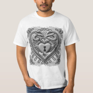 Faux Lock Silver Heart t-shirt